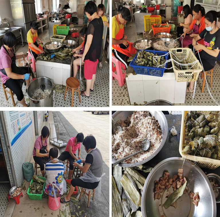 公司工会组织端午节包粽子活动